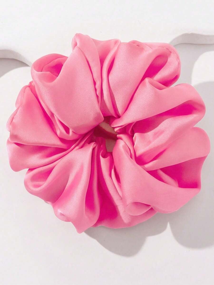 1件大號粉色緞面大腸圈髮圈，女款特大號絲綢感髮圈，柔軟彈性馬尾髮帶，適合粗髮，極簡飾品，夏季風格