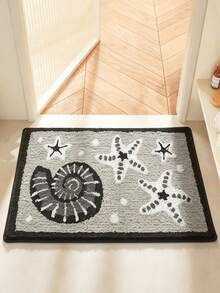 1 pieza Alfombra decorativa con tema de paisaje natural, alfombra rectangular con patrón de conchas de playa y océano, adecuada para decoración del hogar, regalos de vacaciones, alfombra decorativa, perfecta para el Día de San Valentín, Pascua, Acción de Gracias, Día de San Patricio, Día de la Madre - D - Ver 3