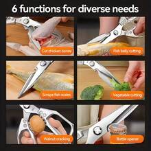 1pc Stainless Steel Kitchen Scissors, Chicken Bone Shears, Outdoor Multi-Function Meat Scissors, Suitable For Home, Restaurant, Butcher Shop, Kitchen Supplies - Scissors - View 5