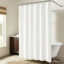1pc Thickened Waterproof Shower Curtain, Beige Shower Curtain - Thickened Quick-Dry Fabric, Bathroom Privacy & Decoration - Beige - View 2
