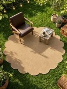 1pc Casual Floral Edged Round Floor Mat, Asymmetrical Art Shaped Rug, Decorative Carpet, Living Room/Bedroom Lounge Mat, Carpet, Home Decor, Ins Style Personalized Rug, Semi-Outdoor Patio Mat, Courtyard Leisure Area Accent, Spatial Aesthetic Atmosphere Rug, Washable Art Floor Mat, Modern Minimalist Soft Furnishing Accent, Balcony Decor Rug - Multicolor - View 1