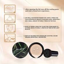 zephoco Mushroom Head Air Cushion BB & CC Cream Foundation, Lightweight Natural Coverage, Long-Lasting And Waterproof, Hydrating And Brightening, Pore Invisible, Full Concealer For Flawless Nude Makeup, Ideal Valentine's Day Or Mother's Day Gift - Beige - View 10
