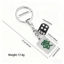 1個麻將牌鑰匙圈，復古黑色骰子吊飾，幸運寓意鑰匙掛飾小禮物 - 彩色 - 查看 2
