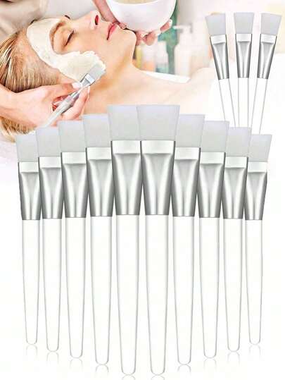 20/10/1pc Multi-Function Soft Bristle Face Mask Brush, Transparent Plastic Handle, DIY Mask Brush, Suitable For Skincare, Body Lotion Application And Beauty Tools