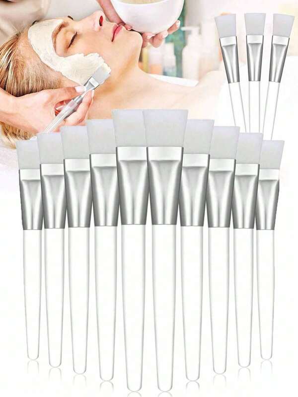 20/10/1pc Multi-Function Soft Bristle Face Mask Brush, Transparent Plastic Handle, DIY Mask Brush, Suitable For Skincare, Body Lotion Application And Beauty Tools