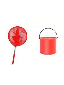 1pc/1set 6 Colors Available Fishing Net/Folding Bucket Stainless Steel Telescopic Fishing Net, Fish Scoop Net, Small Net Insect Net Fishing Net Shrimp Net Reusable Outdoor Tool Soft Mesh Fabric Does Not Harm Small Fish Suitable For Multiple Scenarios - Multicolor - View 13