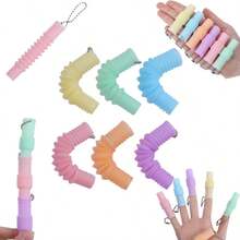 Pop Tube Random Color Sensory Toy, Colorful Stretchable Tube Toy, Mini Stretchable Tube Stress Relief Toy, Connectable, Assemblable And Stretchable - Colorful Stress Relief Toy, Develop Fine Motor Skills - Random Color Toy, Suitable For Party Teen Creative Toy - Multicolor-1 - View 4