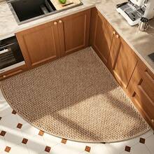 A Vintage New Chinese-Style Kitchen Mat In Earthy Brown, With A Full, Large-Grain Texture That Feels Comfortable Underfoot. Fan-Shaped Corner Rug, Perfect For The Kitchen, Bathroom, And Indoor Decor. - Multicolor - View 5