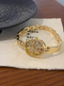 1pc Square Bamboo Knot Quartz Watch In Gold/Silver Color, Suitable For Daily Wear And Perfect Gift For Birthday, Christmas - Gold - View 4