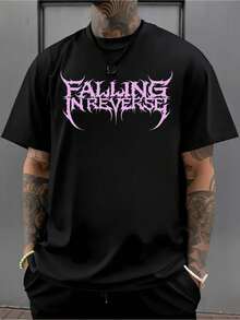 Camiseta negra con la inscripción <<Falling In Reverse>>, cuello redondo para hombre, 220 g/m², de verano, de puro algodón, manga corta (1 pieza) - estilo1 - Ver 1