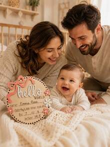 Baby Sachen Baby Essentials Rosa Schleife Hallo Welt Neugeborene Geburtsankündigung Plakette Holz Baby Namensschild Foto Requisite Baby Mädchen Sachen Schwangerschaftsankündigung - Verschiedenfarbig - Übersicht 7