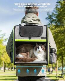 Pecute Zaino per Cani Gatti Estensibile, Cuccia Portatile, Trasportino Estraibile Indicato per Viaggi Sia Lunghi Che Corti, Grigio XSDD - Grigio, XL - Visualizzare 7