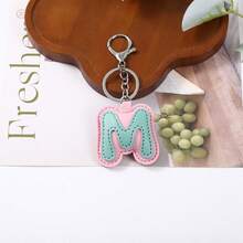 1pc Back To School Daily Dopamine Dual-Color PU Leather Letter Keychain, Full 26 Letters Lobster Clasp Backpack Pendant - Multicolor - View 33