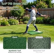 27" X 27" X 4" Portable Pitchers Mound With Baseball, 0.4" PE Synthetic Turf Lightweight Portable Pitching Mound, Weather Resistant Training Pitcher Platform For Youth Teen Adult Baseball Softball Backyard Outdoor Practice Training Equipment - Green - View 2