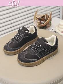 Zapatos deportivos planos negros Xfxf para niños, parte superior suave y cómoda, adecuados para niños y niñas de 3 a 12 años, ideales para uso diario casual/deportes escolares - Negro - Ver 2