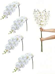 1 Peça Ramo Artificial Grande de Orquídea Phalaenopsis, Arranjo Floral para Decoração de Casa, Decoração de Casamento, Suprimentos para Festa de Festival, Haste de Orquídea Falsa Branca Premium com Toque Real, Spray de Orquídea Flexível e Dobrável com Botões Naturais, Ramo de Orquídea Artificial Sem Manutenção para Mesa de Jantar, Lobby de Hotel, Centro de Casamento, Decoração de Interiores Minimalista e Presente Ideal, Decoração de Casa, Decoração de Quarto - Branco - Visão 12