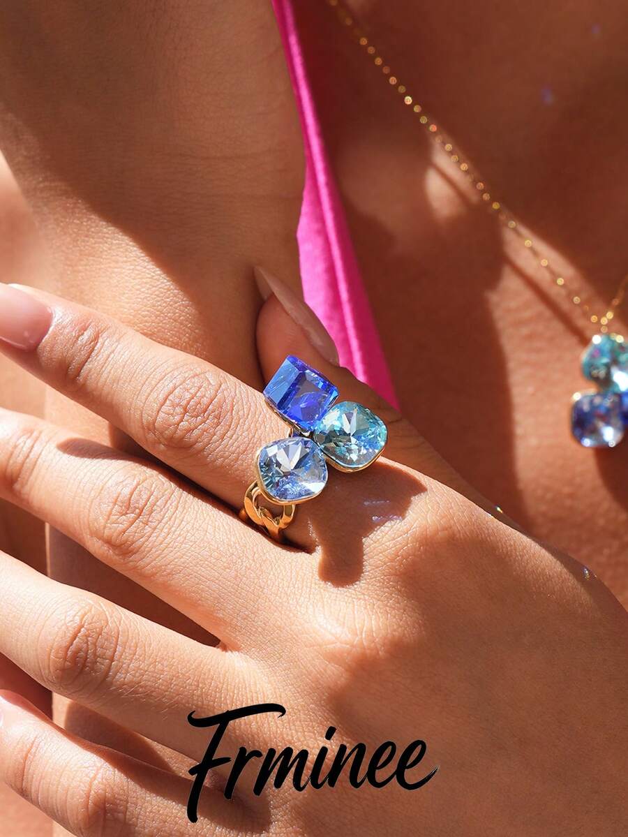 Frminee 1件復古18K鍍金不鏽鋼亮面裝飾粗戒指,適合女性與情侶日常配戴,送禮佳品 - 彩色 - 查看 1