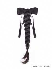 French Bow Braided Ponytail Synthetic Hairpiece Heat Resistant Elegant Hair Accessories For Women Daily Party Wedding Decor, Halloween - Multicolor - View 8