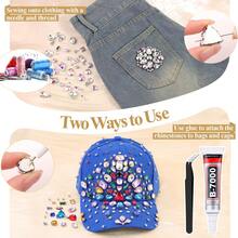 WENSIDUO Rhinestone Jahit, 50/300 PCS Rhinestone Kaca Jahit dengan Pengait Logam, Bentuk Campuran untuk Kostum, Pakaian, Busana, Gaun, Anting, Sabuk, dan Sepatu - Rhinestones yang dijahit tangan - View 5