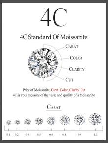 1 Pair Round Moissanite 925 Sterling Silver Engagement Wedding Women's Ear Stud Earrings Jewelry Gift - Silver - View 8