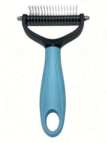 1 Pack 2-In-1 Double Sided Pet Dematting Comb, Premium Stainless Steel Teeth Deshedding Grooming Brush, Effectively Removes Loose Fur Mats Tangles, Gentle For Dogs & Cats Long Short Hair, Non-Slip Ergonomic Handle - Multicolor - View 9