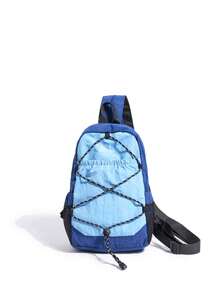 1pc Dual-Color Lightweight Nylon Backpack, Drawstring Elastic Cord Design, Outdoor Hiking Mini Daypack, Unisex - Multicolor - View 4