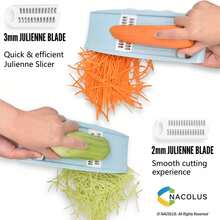 5-In-1 Kitchen Slicer, Multi-Blade Vegetable Slicer, Suitable For Potato Slices, Vegetable Shredding, Vegetable Slicing, Grating And Peeling, Ideal For Small Kitchen Tasks - Multicolor - View 5