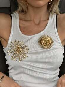 1件時尚金屬太陽女神女款胸針，個性化幾何金珊瑚西裝別針，多用途裝飾胸針 - 彩色 - 查看 2