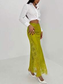 Women's Solid Color Contrast Lace Elegant Fashionable Skirt Summer Summer Summer For Women Summer Holiday Vacation Vacation Women Holiday For - Azul - Ver 6