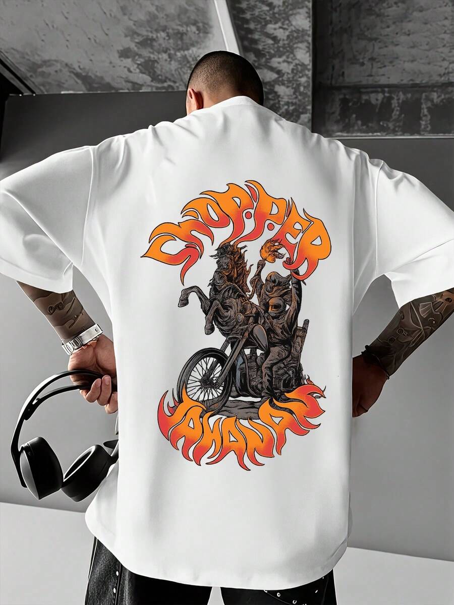 Men's Casual T-Shirt With A Round Neck, Stylish Slogan Design, Easy To Match Top. Men's Short-Sleeved Shirt, Casual Sporty Style, With A Modern Design. - 混色10 - 查看 1