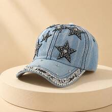 Unisex Rhinestone Five-Point Star Baseball Cap, Vintage Style Sun Hat, Suitable For Spring And Summer Daily Wear - Pentagram - View 22
