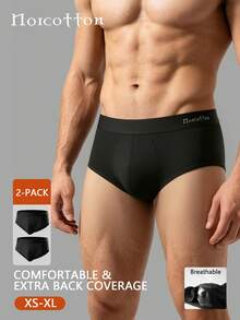 Norcotton 2pcs/Pack Men's Black Pure Cotton Briefs - Black - View 1