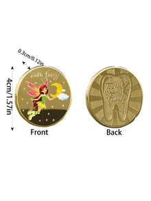 1pc Tooth Fairy Commemorative Coin, Double-Sided 3D Relief Fairy & Molar Design - Suitable For Birthday Surprise Gifts, Baby Shower Gifts, Baby Shower Presents, Baby Teething Ceremony And Holiday Gift Occasions - Multicolor - View 10