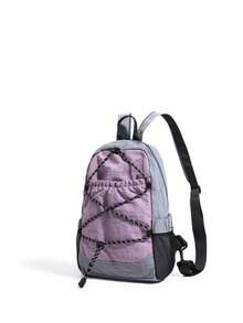 1pc Dual-Color Lightweight Nylon Backpack, Drawstring Elastic Cord Design, Outdoor Hiking Mini Daypack, Unisex - Multicolor - View 3