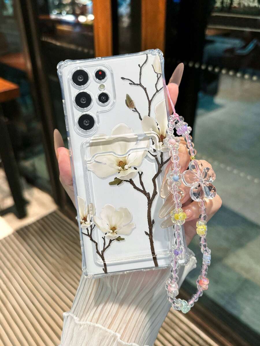 Android 木蘭花彩繪卡夾錢包,附手腕掛繩,透明四角卡槽,多功能錢包,加厚防摔手機保護殼,相容 Galaxy S25/S25PLUS/S25 Ultra/A16/A36/A26/A56/A50/A12/A32/A52/A72/A51/A21S/A13/A14/S24/S24PLUS/S24Ultra/S20/S23/S22/A53/S20FE/S21/,相容 11/12Pro/12/12X/13Pro/14Pro/15Pro/X3pro/,相容 Redmi 10/9/Note9/12c/Note11pro/Note8Pro/9C/9a/,防摔手機保護殼 - 彩色 - 查看 1