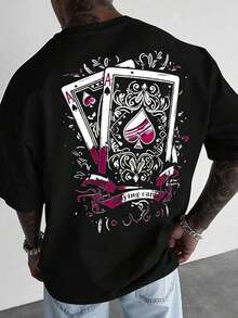 Manfinity Men's Short-Sleeved Crew Neck T-Shirts With Letter And Figure Print, 2000s Style Summer Graphic Tees. - 杏色 - 查看 1