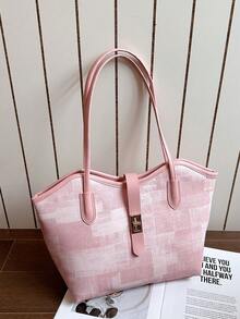 Bolso de gran capacidad para mujer, nuevo bolso tote de hombro versátil y de moda para ir al trabajo - Rosa - Ver 8