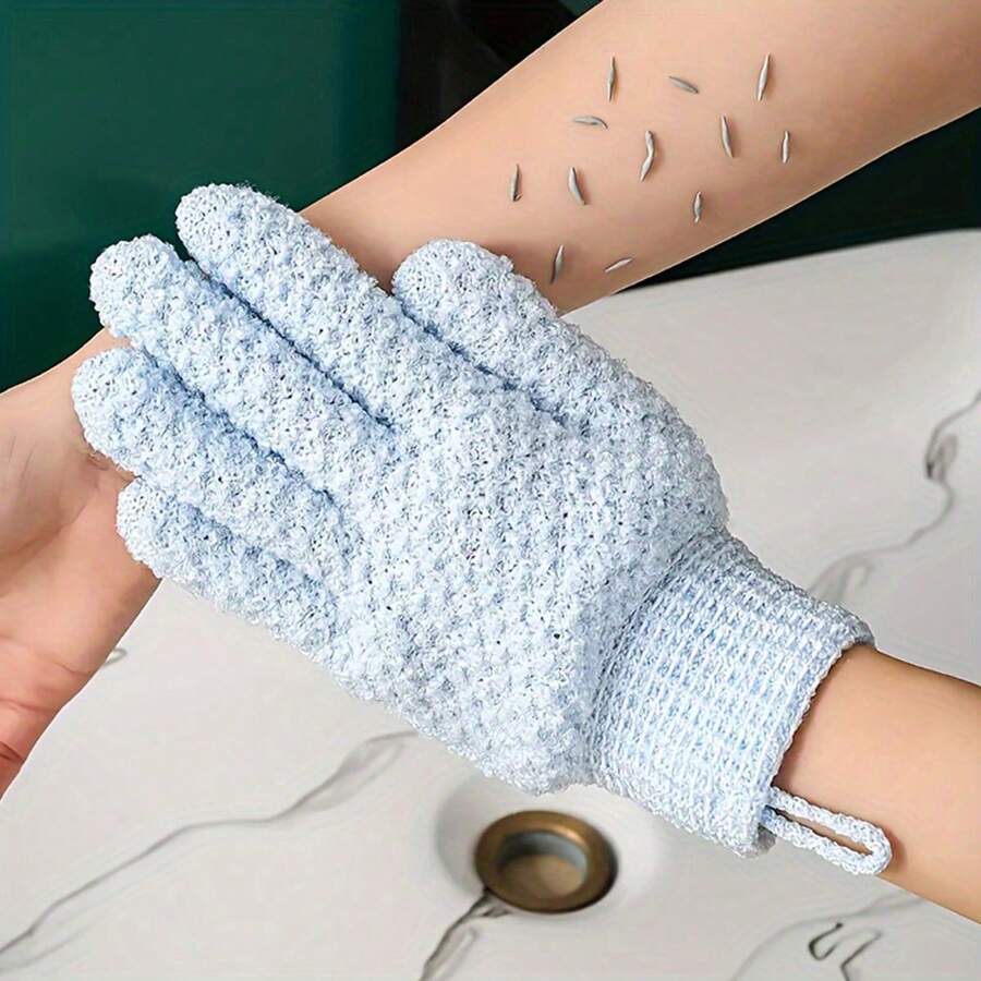 1 Pair Double-Sided Exfoliating Bath Gloves, Suitable For Shower, SPA Care And Body Scrub, Effectively Remove Dead Skin, Suitable For SPA Use, Massage And Exfoliation, Home Bathroom Essential - Multicolor - View 1