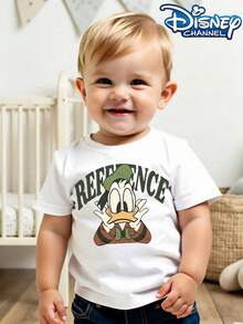 Playera Divertida Estampado Pato Divertido Cuello Redondo Cómodo Estilo Dulce y Tierno Moda Infantil Ropa de Niño - Blanco - Ver 1