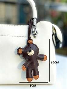 1pc Brown Teddy Bear Cute Animal Pendant, Backpack Decoration, Shoulder Bag Charm, Car Hanging Ornament, Luggage Accessory, Birthday Gift - Brown - View 5
