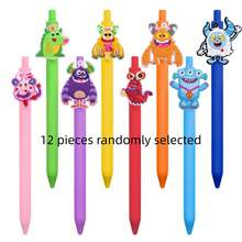 Cute Cartoon Monster Topper Gel Pens Gift Box Set Of 7, Vibrant Multicolor Retractable Writing Pens With Ribbon Gift Packaging, Fun Novelty Aesthetic Stationery Gift For Friends, Birthday Party Favor Desk Supplies - Sets - View 14
