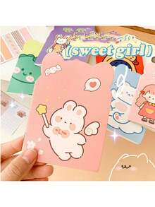 1/10/20/80pcs Portable Cute Mini Cartoon Student Notebooks, Grid Paper Diary, Bear Ear Mini Memo Notebook, Random Styles, Gift Stationery School Supplies, Children's Notebook, Halloween Style - Multicolor - View 9