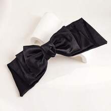 1pc Black Fabric Triple Bow Hair Clip, Suitable For Daily Life And Holiday Parties - Black - View 8