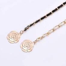 Cadena de Cintura para Mujer para Decorar Suéter, Cinturón Delgado de Metal PU con Flor Grande - Un color - Ver 3
