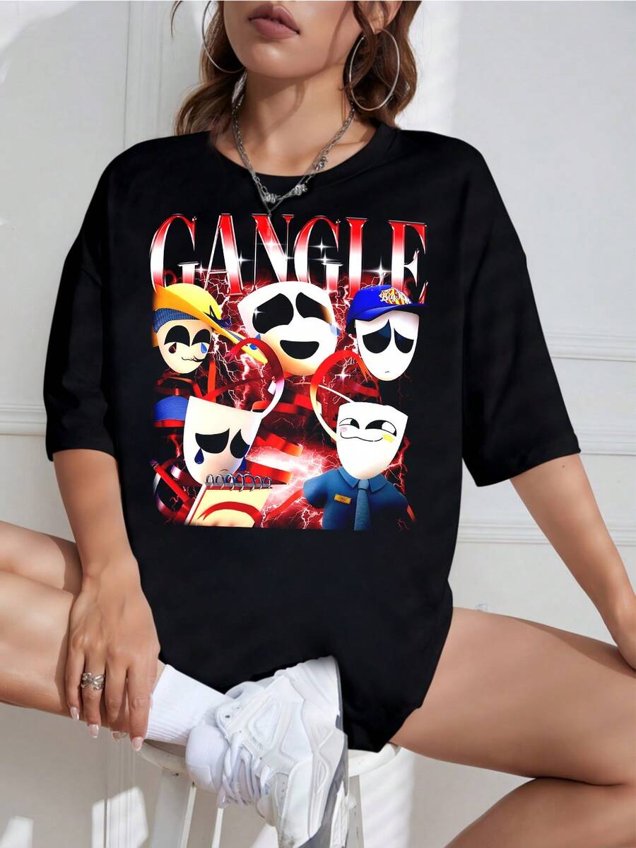 Camiseta Gangle The Digital Circus, inspirada en, unisex. - Negro - Ver 1