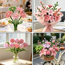 Kit de manualidades de flores con 473 piezas de limpiapipas para ramo, con tarjeta de felicitación y video tutorial, set todo en uno de suministros para hacer flores DIY, paquete de accesorios texturizados multicolor, kit premium de tallos de chenilla - 473 piezas - Ver 12