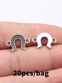 20件 17x12mm 單面花卉馬蹄形連接件，適用於DIY手鍊製作、項鍊製作、珠寶製作、手工藝配件 - 馬蹄鐵連接件 - 查看 3