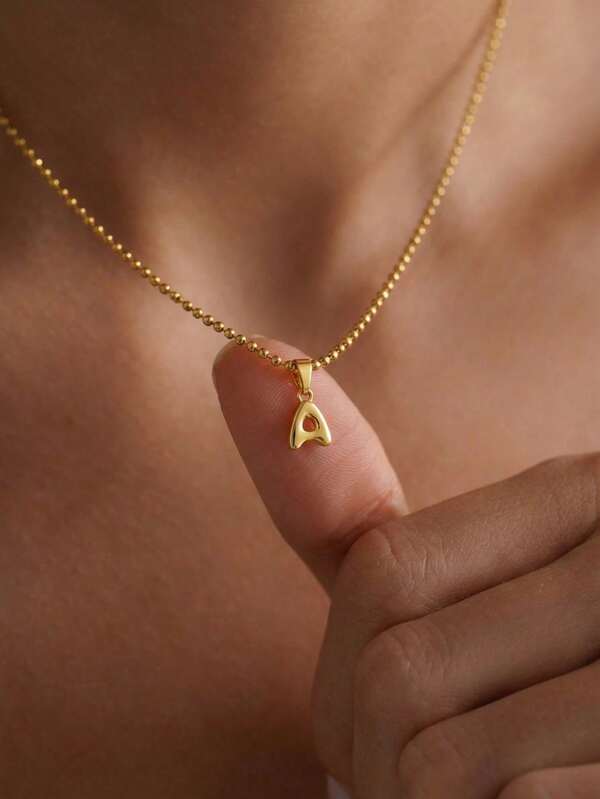1 pieza Collar de cadena de cuentas de acero inoxidable dorado con colgante de inicial 3D de burbuja mini personalizado y creativo estilo Y2K, adecuado para mujeres y hombres, personalizable de la A a la Z con letras de nombre, perfecto para uso casual diario, fiesta de moda, vacaciones, regalo de cumpleaños