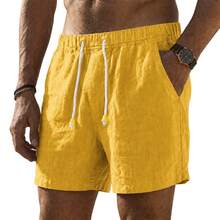 Set Of 3 Premium Linen Shorts For Men - Luxury Beachwear - 薑色 - 查看 5