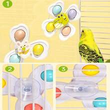 1pc/2pcs Parrot Toys, Parrot Intelligence Chewing Climbing Toys, Parrot Boredom Relief Toys, Suction Cup Bird Entertainment Toys, Parrot Rotating Wheel Toys, Can Be Fixed To Bird Cage Or Attached To Glass, Tile And Other Smooth Surfaces. - A+B - View 4